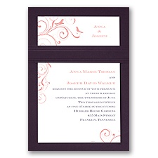 Swirling Love Birds - Eggplant - Layered Invitation