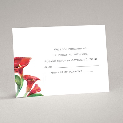 Colorful Calla Lily - Bright Red - Response Card and Envelope