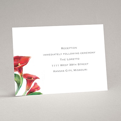 Colorful Calla Lily - Bright Red - Reception Card