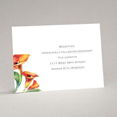 Colorful Calla Lily - Deep Orange - Reception Card