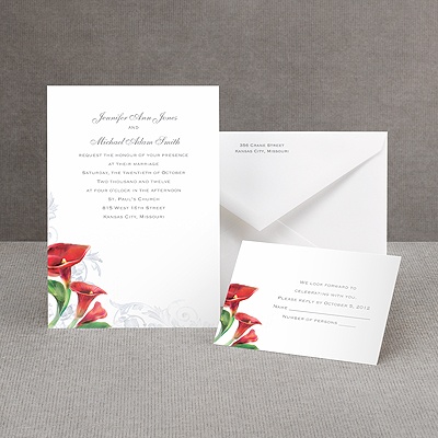 Colorful Calla Lily - Bright Red - Invitation