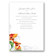 Colorful Calla Lily - Deep Orange - Invitation
