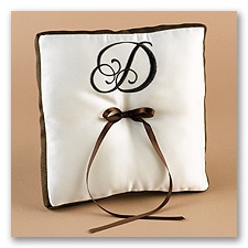 Chocolate/Ecru With Monogram Ribbon Trim Pillow