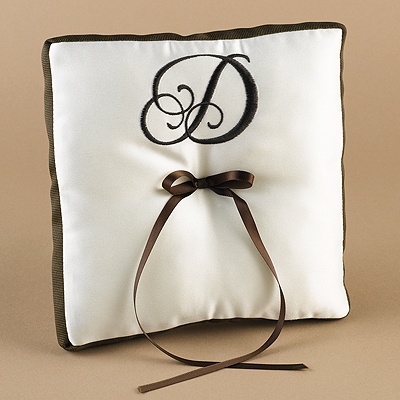 Chocolate/Ecru With Monogram Ribbon Trim Pillow