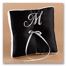 White and Black Pillow With A Monogram