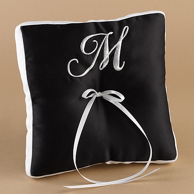 White and Black Pillow With A Monogram