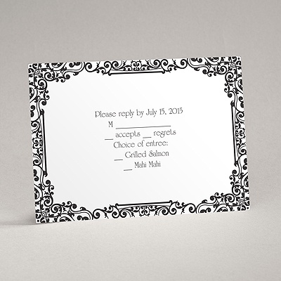 Vintage Filigree - Black - Response Card and Envelope