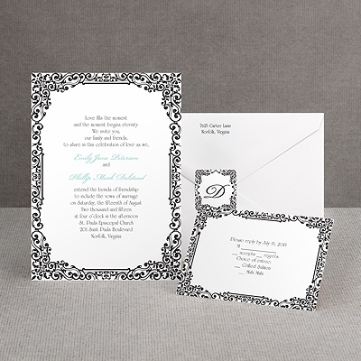 Vintage Filigree - Black - Invitation