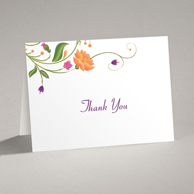 Fresh Floral Monogram - Thank You Card and Envelope