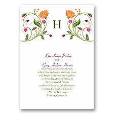 Fresh Floral Monogram - Invitation