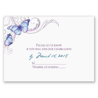 Delicate Butterfly - Blue Response Card and Envelope