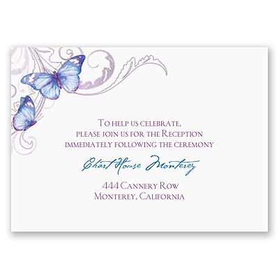 Delicate Butterfly - Blue Reception Card