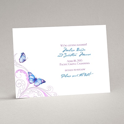 Delicate Butterfly - Blue Save the Date Card