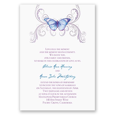 Delicate Butterfly - Blue Invitation