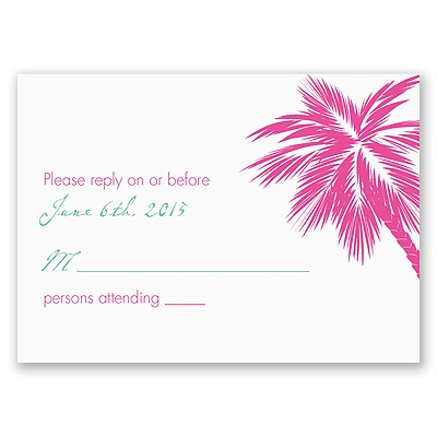 Tropical Palms - Fuchsia Response Card and Envelope