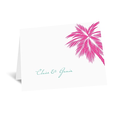 Tropical Palms - Fuchsia Thank You Card and Envelope