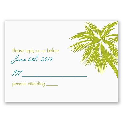 Tropical Palms - Green Response Card and Envelope