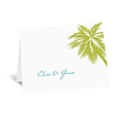 Tropical Palms - Green Thank You Card and Envelope