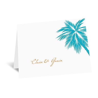 Tropical Palms - Turquoise Thank You Card and Envelope