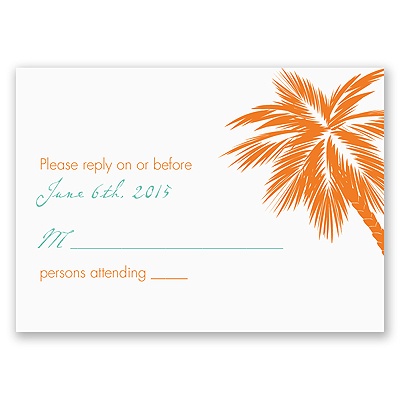 Tropical Palms - Orange Response Card and Envelope