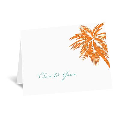 Tropical Palms - Orange Thank You Card and Envelope