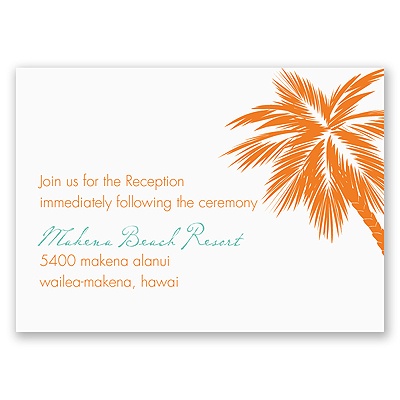 Tropical Palms - Orange Reception Card