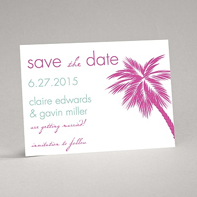 Tropical Palms - Fuchsia Save the Date