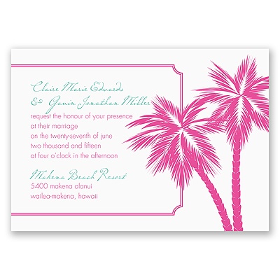 Tropical Palms - Fuchsia Invitation
