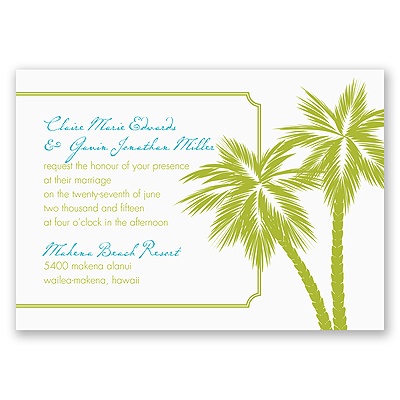 Tropical Palms - Green Invitation