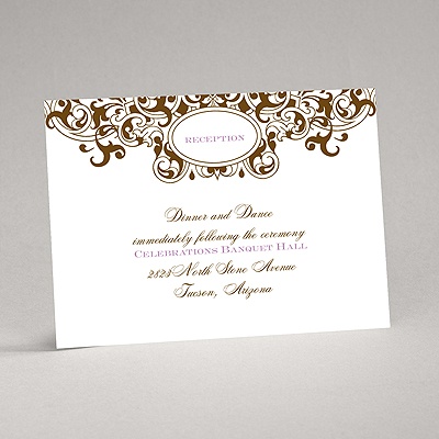 Damask Monogram - Brown - Reception Card