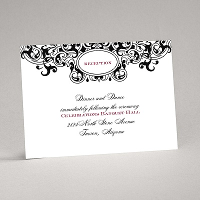 Damask Monogram - Black - Reception Card