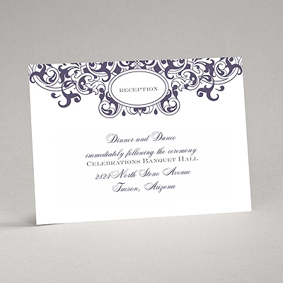 Damask Monogram - Raisin Purple - Reception Card
