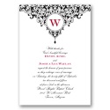 Damask Monogram - Black - Invitation