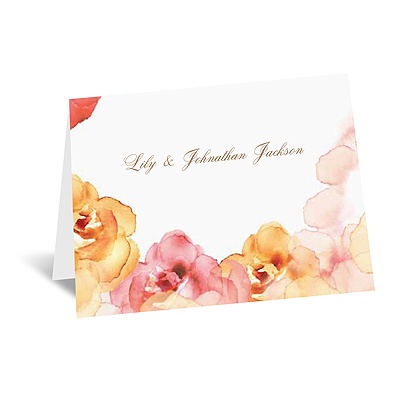 Watercolor Roses - Yellow - Thank You Card and Envelope