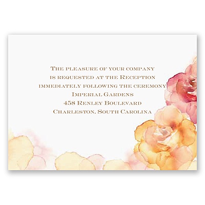 Watercolor Roses - Yellow - Reception Card