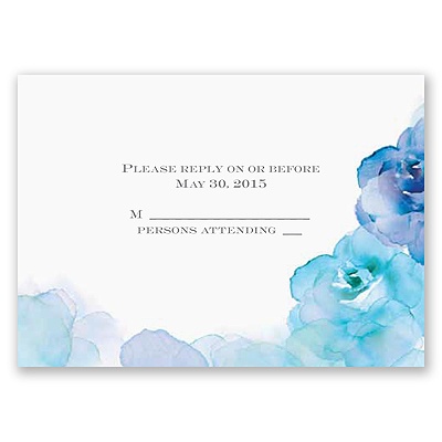 Watercolor Roses - Blue - Respond Card and Envelope