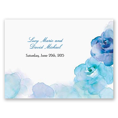 Watercolor Roses - Blue - Response Postcard