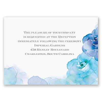 Watercolor Roses - Blue - Reception Card
