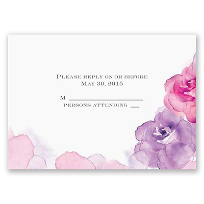 Watercolor Roses - Purple - Respond Card and Envelope