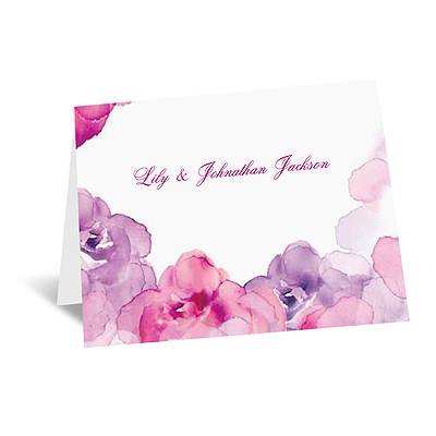 Watercolor Roses - Purple - Thank You Card and Envelope