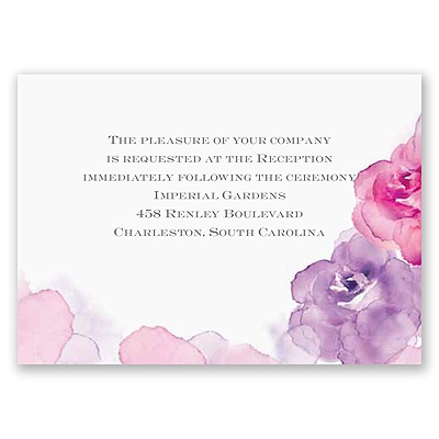 Watercolor Roses - Purple - Reception Card