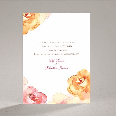 Watercolor Roses - Yellow - Save the Date Card