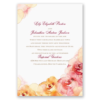 Watercolor Roses - Yellow - Invitation
