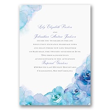Watercolor Roses - Blue - Invitation