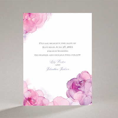 Watercolor Roses - Purple - Save the Date Card