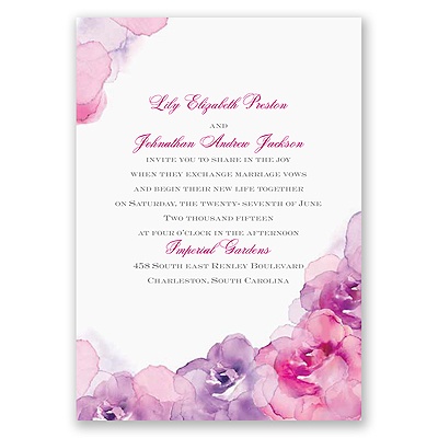 Watercolor Roses - Purple - Invitation
