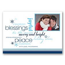 Word Play - Navy Photo Holiday Card