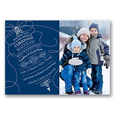 Ringing Greetings - Navy Photo Holiday Card