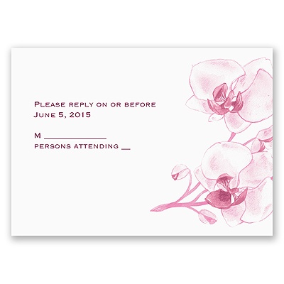 Watercolor Orchid - Fuchsia - Response Card and Envelope