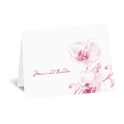 Watercolor Orchid - Fuchsia - Thank You Card and Envelope